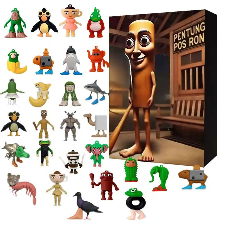 24 pçs/set Italian Brainrot Figuras Calendário do Advento de Natal Presentes Tralalero Tralala Tungtungtung Modelo Brinquedos Calendário de Contagem Regressiva