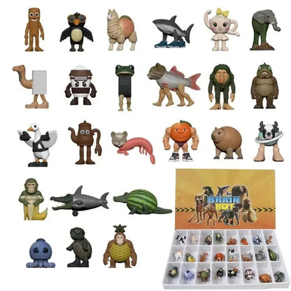 /24pcs Italiano Brainrot Tung Tung Sahur Figura TralaleroTralala Bombardino Crocodilo Shimpanzini Bananini Figuras Presente BoxToys!