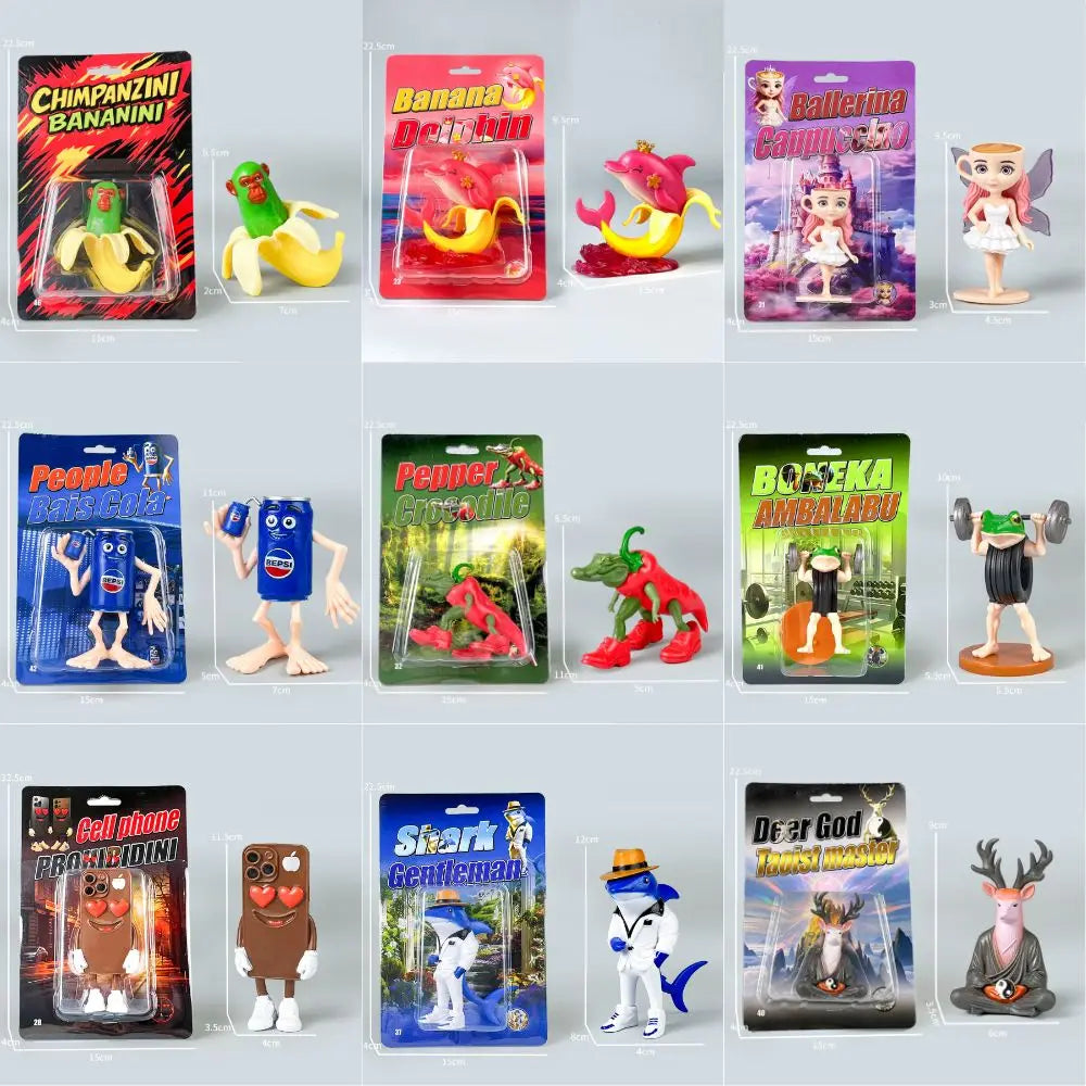 2025 novo italiano brainrot anime figura de ação conjunto tung tung sahur tralalero tralala bombardino crocodilo figuras modelo brinquedo presentes