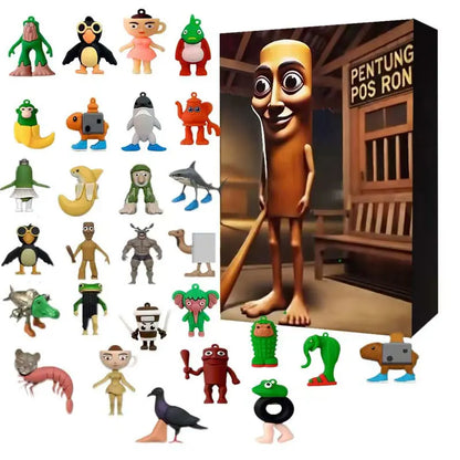 24 pçs/set Italian Brainrot Figuras Calendário do Advento de Natal Presentes Tralalero Tralala Tungtungtung Modelo Brinquedos Calendário de Contagem Regressiva